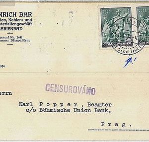 29649 - Czechoslovakia  POSTAL HISTORY: CENSURED CARD 1938