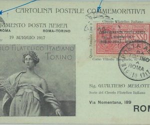 79208 - FIRST AIRMAIL stamp - POSTAL HISTORY: ITALY Experimental Air Mail 1917