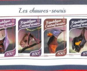 A0288 - CENTRAL AFRICA - MISSPERF 2017  stamp SHEET: Nature Animals mammals BATS
