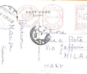 aa0104 - EGYPT - POSTAL HISTORY - HOTEL  POSTMARK on postcard to ITALY  1963
