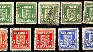 ZA0025b -   JERSEY  - STAMPS - SG # 1/3  Nice lot of 10 USED stamps