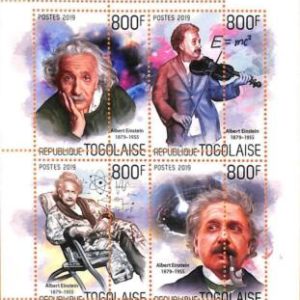 A7086 - TOGO, Error, 2019, MISPERF MINIATURE SHEET: Einstein, Music, Physics