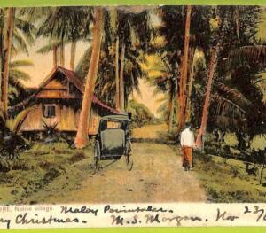 ae9284 - SINGAPORE -  VINTAGE POSTCARD - Native village - 1908