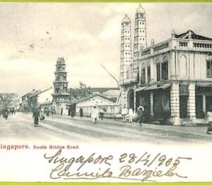 ae9259 - SINGAPORE -  VINTAGE POSTCARD to Spain - South Bridge Road - 1905