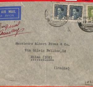 aa0313 - IRAQ - POSTAL HISTORY -  AIRMAIL COVER to ITALY - IMPERIAL AIRWAYS 1938