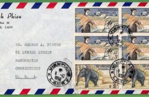ZA1843 - LAOS - Postal History - AIRMAIL COVER to USA 1956  ELEPHANT Agricolture