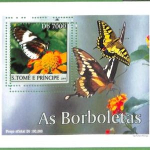 A0549 - S. TOME' & PRINCIPE -  ERROR  MISSPERF SHEET -  Butterflies  2004