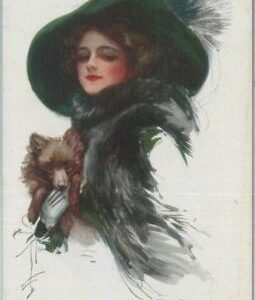 77034 - 1913 VINTAGE POSTCARD - Glamour, Ladies, Dogs, ARTIST SIGNED