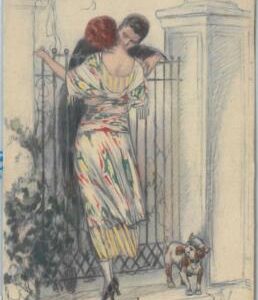 77006 - VINTAGE POSTCARD - Glamour, Ladies, Dog 1920 - ARTIST SIGNED: Mauzan L.