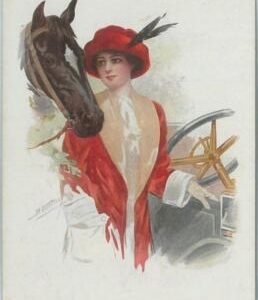 77029 -  VINTAGE POSTCARD - Glamour, Ladies, Horses, ARTIST SIGNED