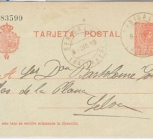 55961 - SPAIN - POSTAL HISTORY: POSTAL STATIONERY CARD  from BENISALEM  1919