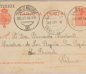 55957 - SPAIN - POSTAL HISTORY: POSTAL STATIONERY CARD  from LLOSETA  1916