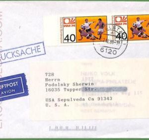 af3626 - GERMANY - POSTAL HISTORY - AIRMAIL COVER  - 1898  Sport  FOOTBALL