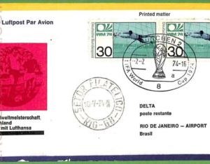 af3628 - GERMANY- Postal History - Special Event FLIGHT cover  1974  FOOTBALL
