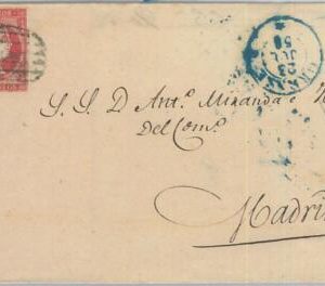 77605 - SPAIN - POSTAL HISTORY - # 44 I on COVER from ORESTE blue postmark 1856