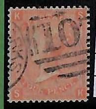 ZA0004a - GREAT BRITAIN - STAMP - SG#  95 Plate 7 - VERY FINE USED