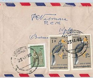 BURMA -  POSTAL HISTORY -  STAMPS on COVER to ITALY -    BIRDS 1985