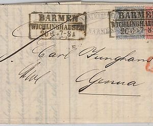GERMANY  Nord-Deutschland - POSTAL HISTORY:  Michel 4 + 5 on Cover from BARMEN