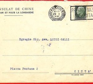 ai6101 - ITALY - Postal History - CONSULAR MAIL sent by CHINA consulate MILANO