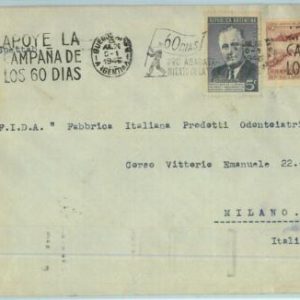 96732 - ARGENTINA - POSTAL HISTORY - PROPAGANDA postmark on COVER to ITALY  1946