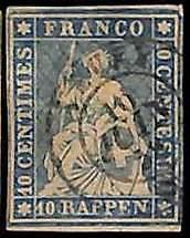 94992eB -   SWITZERLAND - STAMP -  Zumstein # 23 Cc - Very Fine  USED