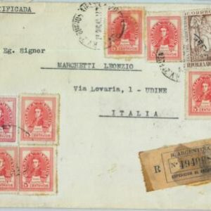 96756 - ARGENTINA - POSTAL HISTORY - Registered  COVER to Udine ITALY 1949