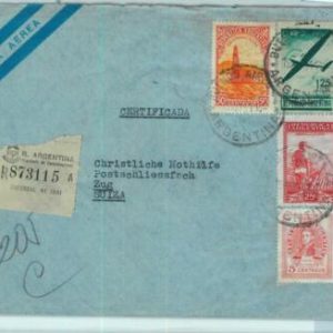 96772 - ARGENTINA - POSTAL HISTORY - REGISTERED COVER to SWITZERLAND  1951