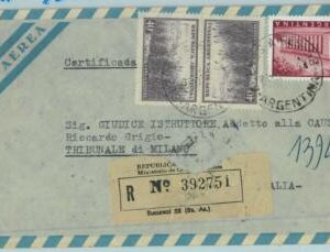 96792  - ARGENTINA - POSTAL HISTORY - Registered  COVER   to ITALY, 1955 - 2.80$