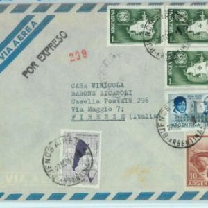 96833 - ARGENTINA - POSTAL HISTORY - EXPRESS COVER to ITALY 1960 Maps 28.70$