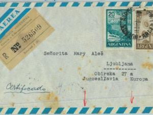 96839 - ARGENTINA - POSTAL HISTORY  REGISTERED Airmail COVER to YUGOSLAVIA  1961