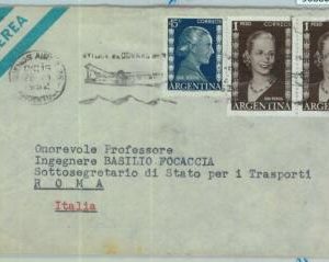 96880 - ARGENTINA - POSTAL HISTORY - AIRMAIIL COVER to ITALY 1952  2.45 $  Evita