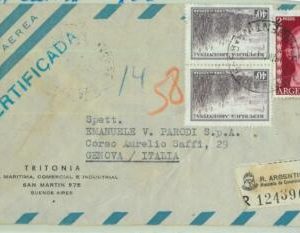 96900 - ARGENTINA - POSTAL HISTORY Registered  Airmail COVER to ITALY 1954 Evita