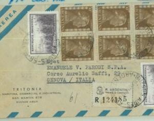 96902 - ARGENTINA - POSTAL HISTORY Registered  Airmail COVER to ITALY 1954 Evita