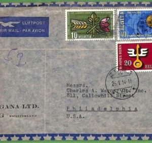 af3633 - SWITZERLAND - POSTAL HISTORY - Airmail COVER  - 1954 sport FOOTBALL