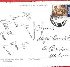 aa3157 - SAN MARINO  - POSTAL HISTORY - STAMP on POSTCARD 1956 - DOGS Great Dane