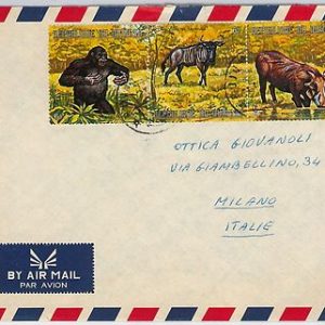 FAUNA animals - BURUNDI -  POSTAL HISTORY: Cover to ITALY 1970's