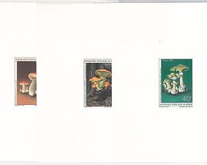 BENIN - 3  DELUXE PROOF  Souvenir Sheets - Scott # 609/6011 1985 - MUSHROOMS