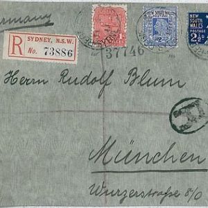 25245  - NEW SOUTH WALES -  POSTAL HISTORY:  registered COVER to GERMANY