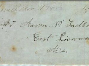 91297 - UNITED STATES USA - Postal History PREPHILATELIC Cover LOVELL, Mass 1850