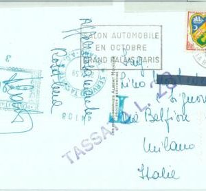 86610 - FRANCE - Postal History - postmark on TAXED postcard 1959 auto CAR Raid