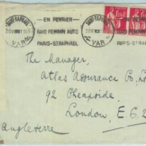 86608 - FRANCE - Postal History - CENSORED COVER 1945 FEMININE auto Raid