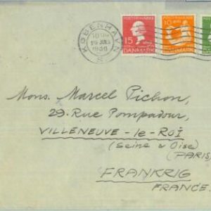 85086 - DENMARK - Postal History -  COVER to FRANCE 1936 - Birds Mermaids