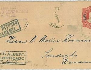 37355 - ARGENTINA - Postal History  STATIONERY COVER  to DENMARK missing stamps