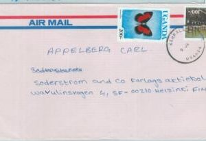 83844 - UGANDA  -   Cover to FINLAND - BUTTERFLIES