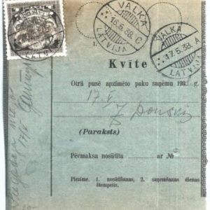 69003 - LATVIA - POSTAL HISTORY -  MONEY ORDER :  Valka 1938