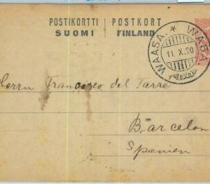 95510  - FINLAND - Postal History -   STATIONERY CARD from WAASA to SPAIN 1920