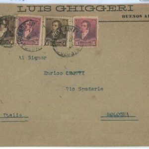 aa3078 - ARGENTINA - POSTAL HISTORY -  EARLY COVER from B AIRES to ITALY 1897