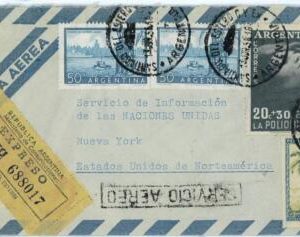 aa3083 - ARGENTINA - POSTAL HISTORY - Registered Express COVER to the USA  1956