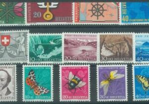 87015 - SWITZERLAND - STAMPS - COMPLETE YEAR set 1953/4 MNH Butterflies FOOTBALL