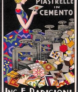Lib662  - VINTAGE Illustrated ITALIAN  ADVERTISING POSTCARD - CEMENT TILES